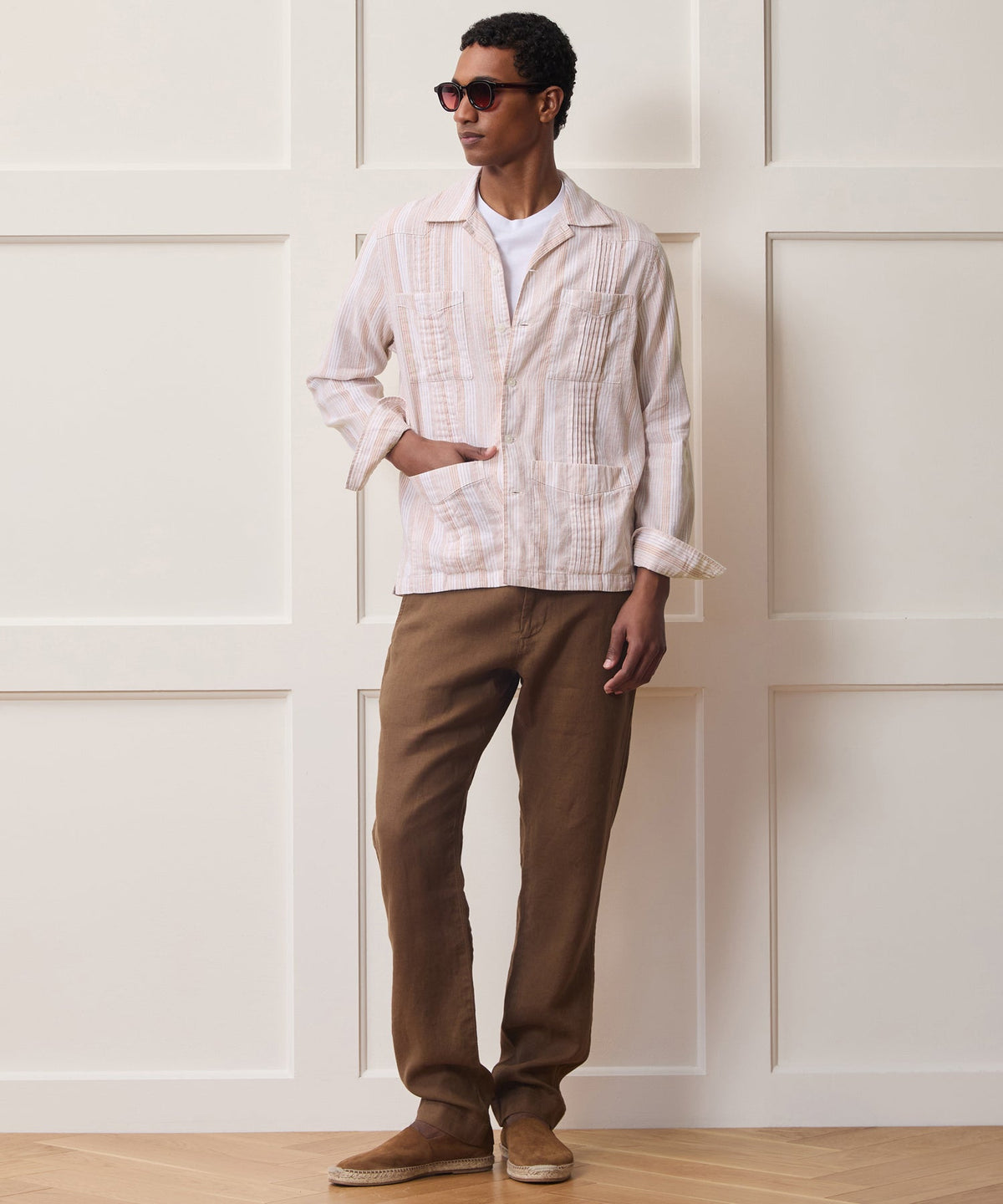 Cotton-Linen Guayabera Shirt - Harvest