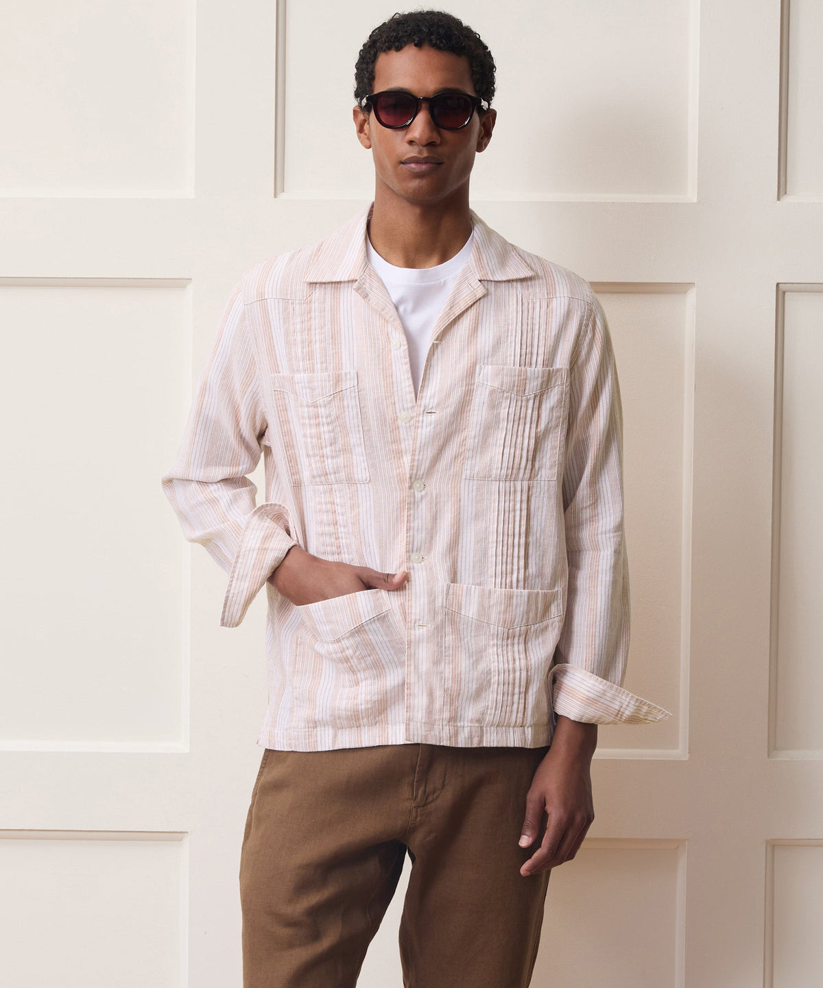 Cotton-Linen Guayabera Shirt - Harvest