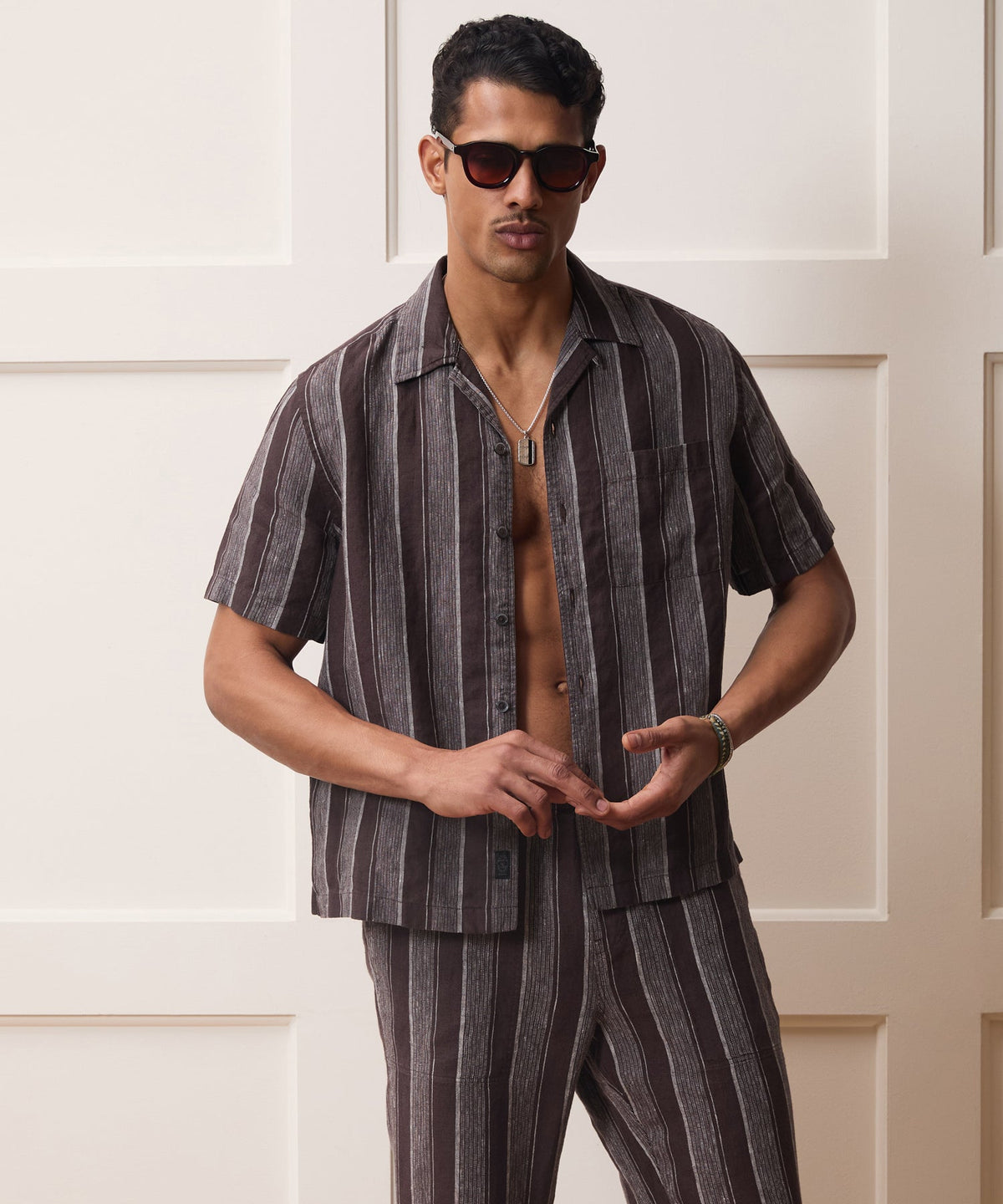 Linen Capri Shirt - Plum