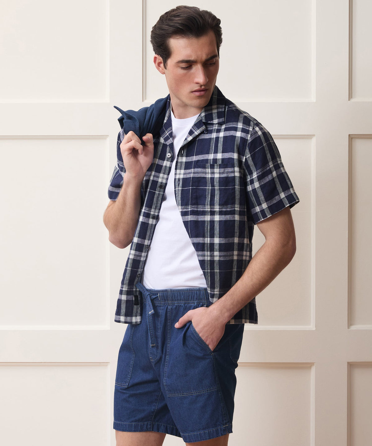 Linen Capri Shirt - Navy