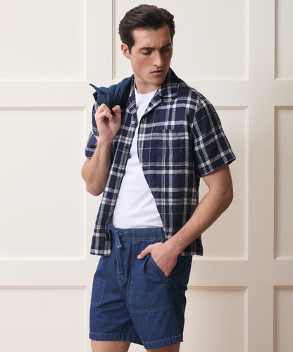 Linen Capri Shirt - Navy