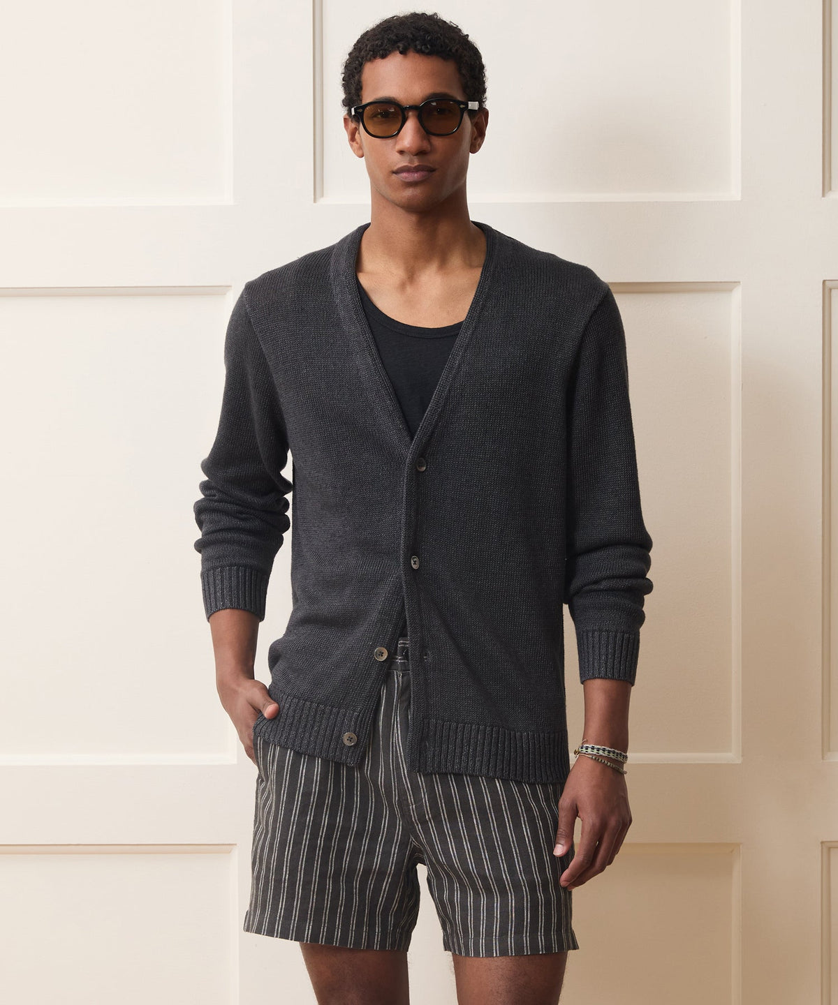 Linen Cardigan - Black