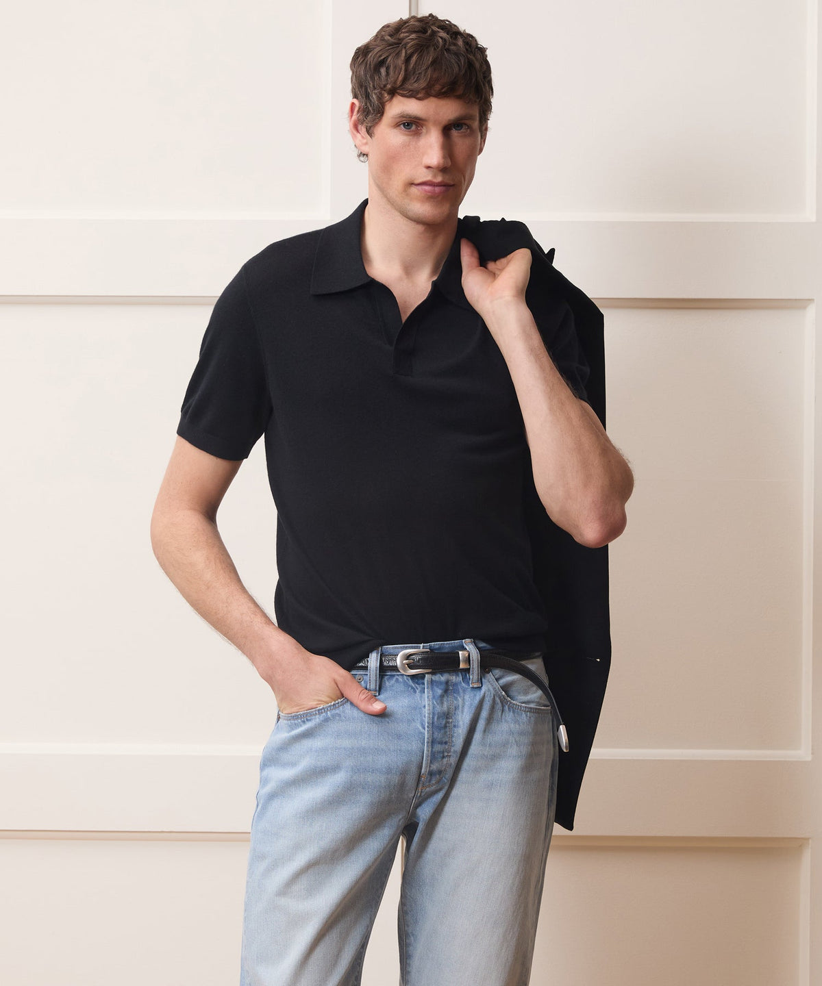 Silk-Cashmere Montauk Sweater Polo - Black