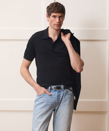Silk-Cashmere Montauk Sweater Polo - Black