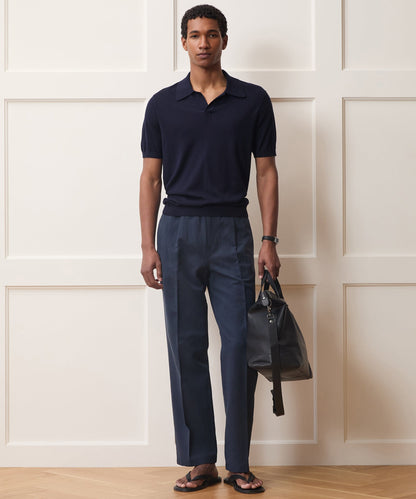 Silk-Cashmere Montauk Sweater Polo - Navy