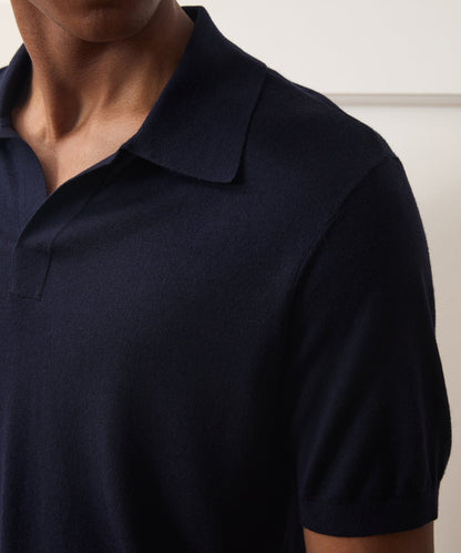 Silk-Cashmere Montauk Sweater Polo - Navy