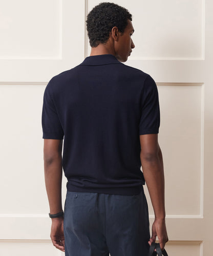 Silk-Cashmere Montauk Sweater Polo - Navy