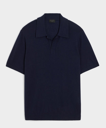 Silk-Cashmere Montauk Sweater Polo - Navy