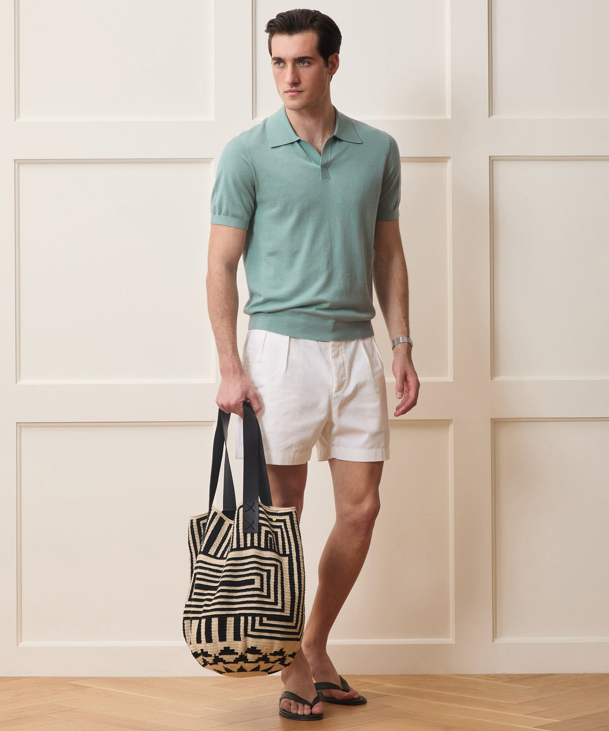 Silk-Cashmere Montauk Sweater Polo - River Mist