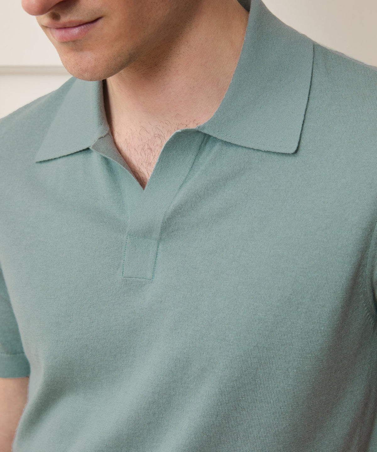 Silk-Cashmere Montauk Sweater Polo - River Mist
