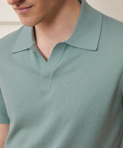 Silk-Cashmere Montauk Sweater Polo - River Mist