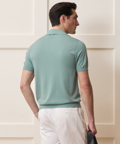 Silk-Cashmere Montauk Sweater Polo - River Mist
