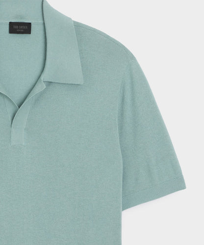Silk-Cashmere Montauk Sweater Polo - River Mist