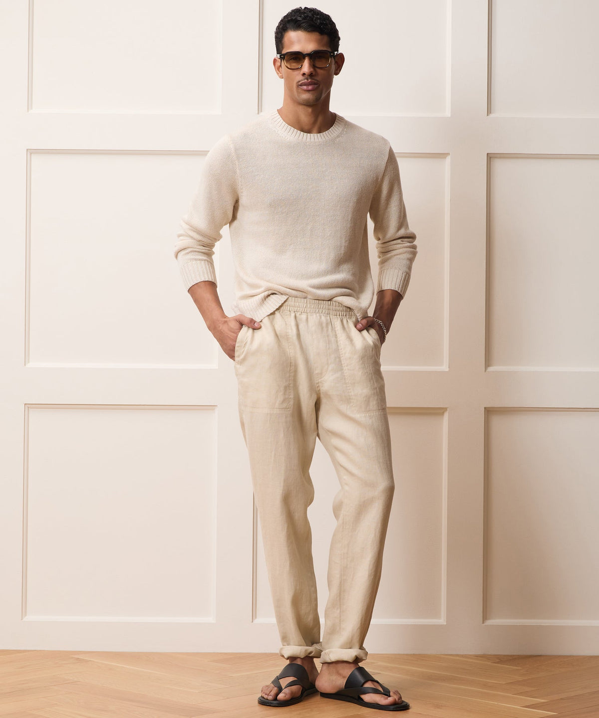 Linen Crewneck Sweater - Bisque