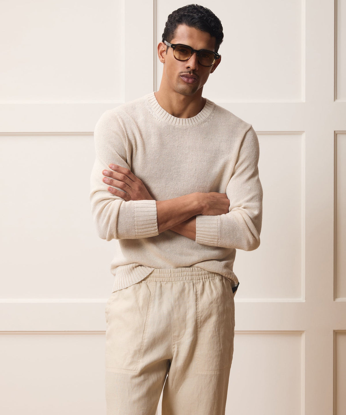 Linen Crewneck Sweater - Bisque