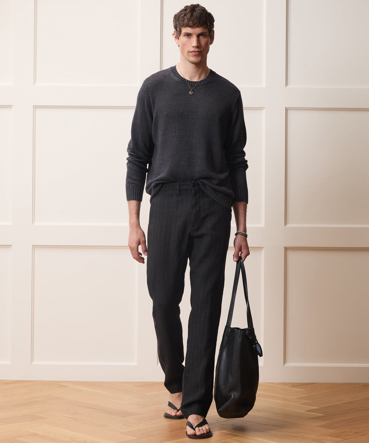 Linen Crewneck Sweater - Faded Black
