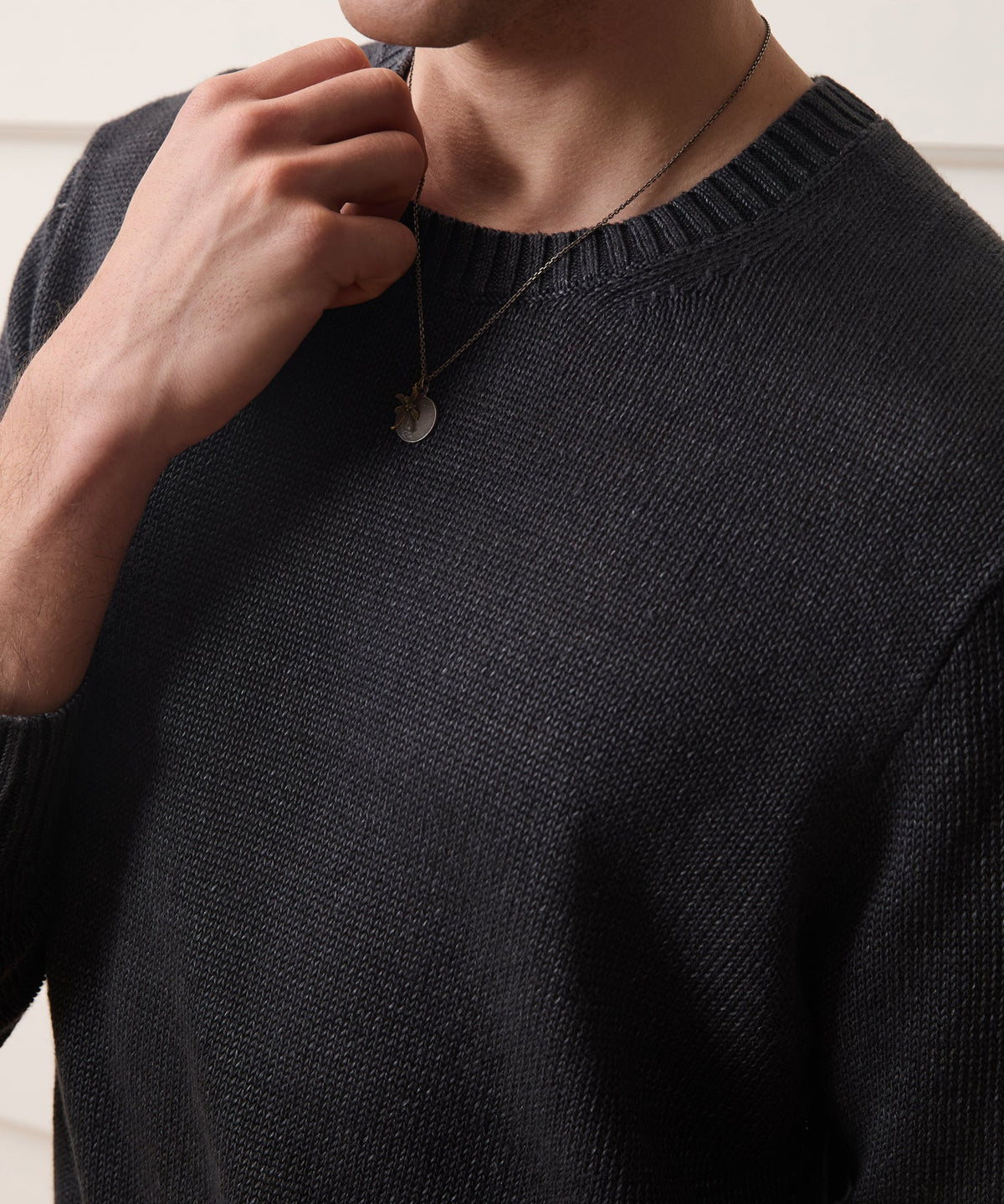 Linen Crewneck Sweater - Faded Black