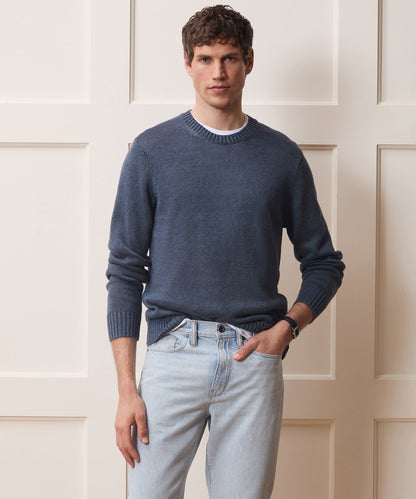 Linen Crewneck Sweater - Navy