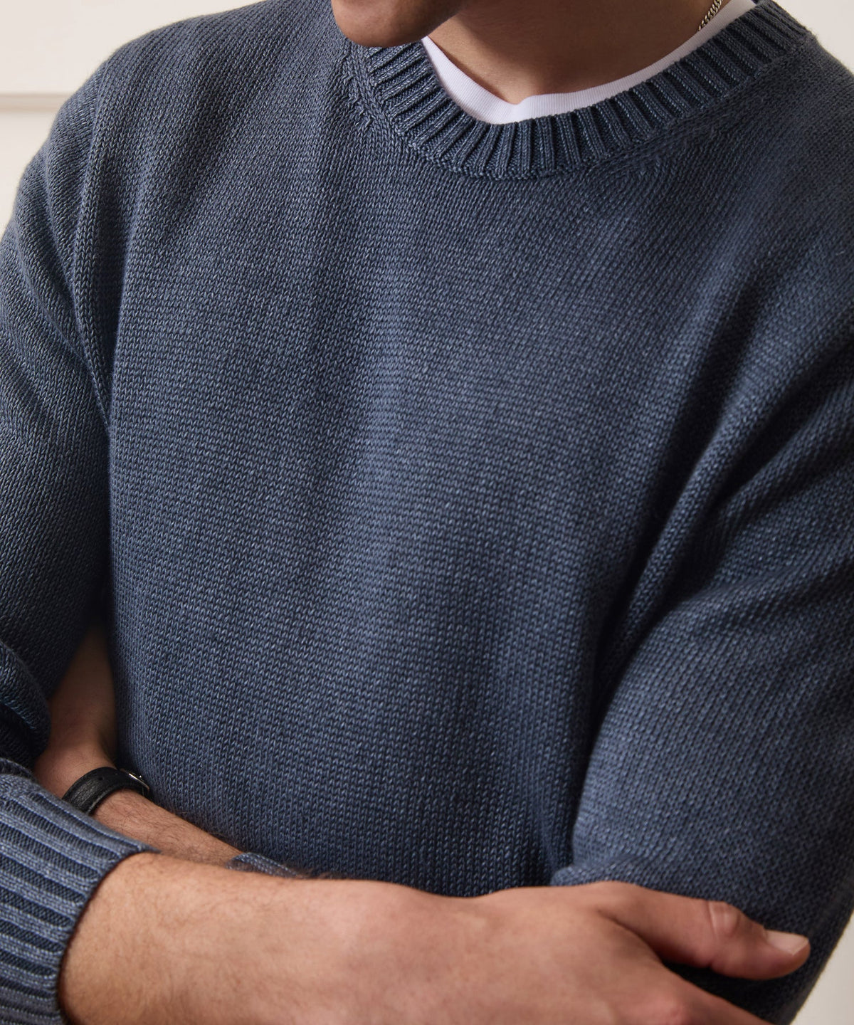 Linen Crewneck Sweater - Navy