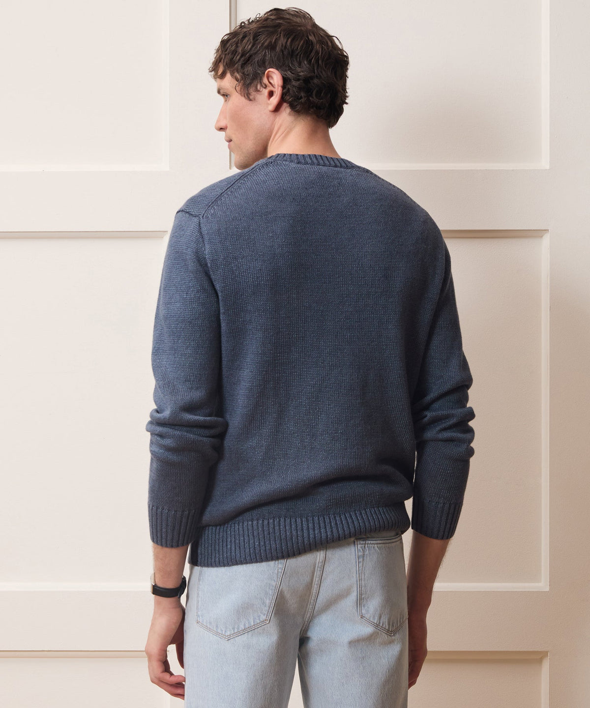 Linen Crewneck Sweater - Navy