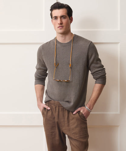 Linen Crewneck Sweater - Weathered Timber