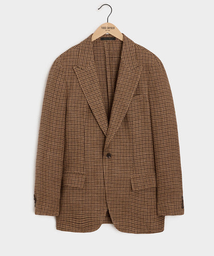 Italian Linen Houndstooth Sport Coat - Brown