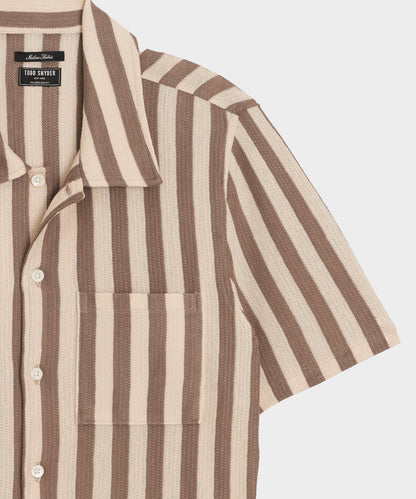 Linen-Cotton Knit Shirt - Tan