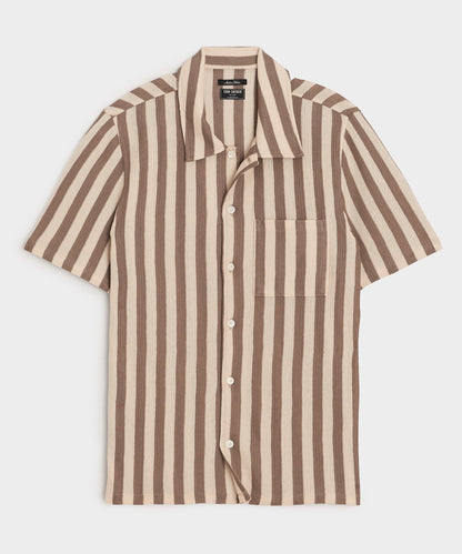 Linen-Cotton Knit Shirt - Tan
