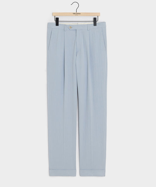 Italian Seersucker Madison Trouser - Light Blue