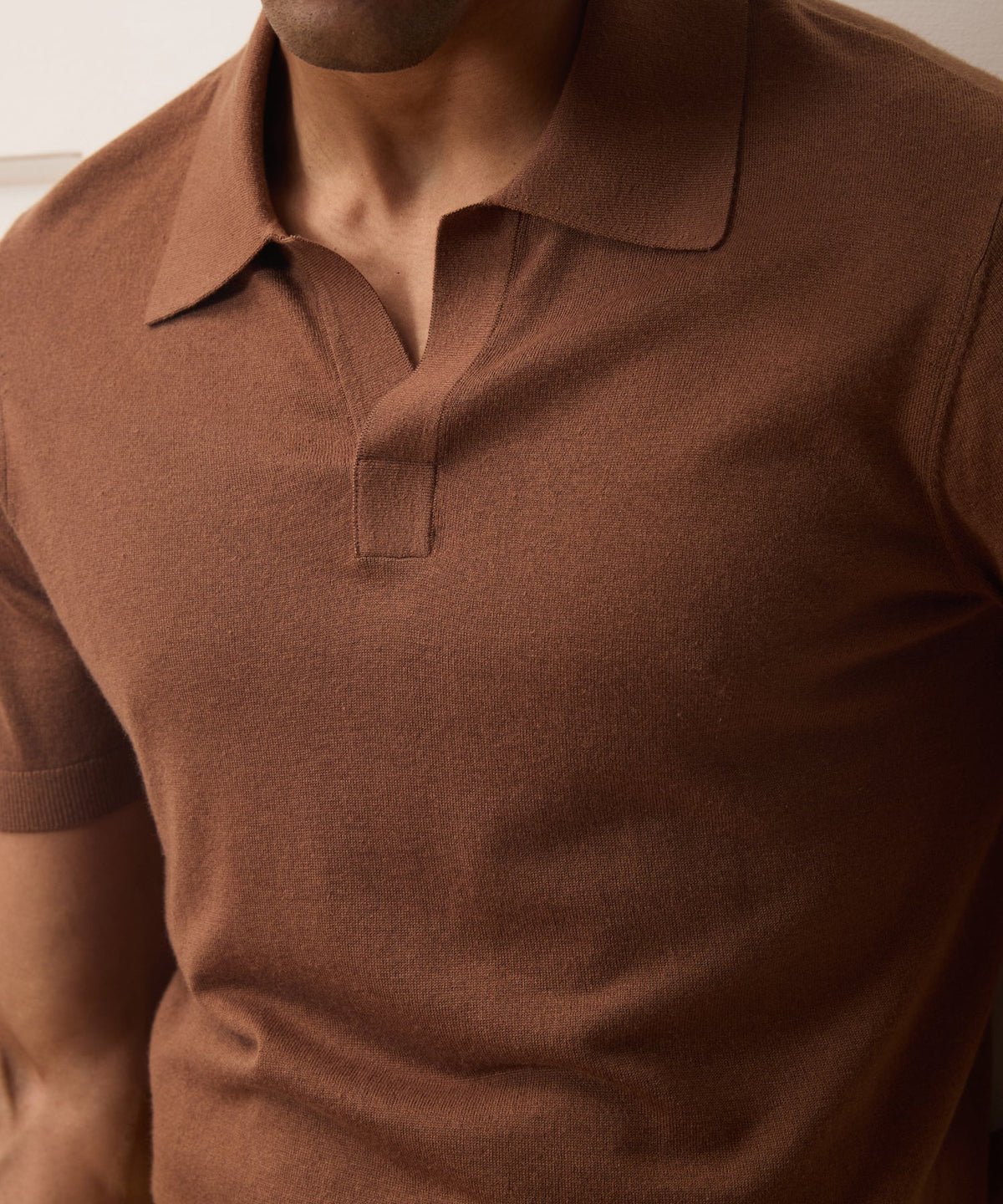 Silk-Cashmere Montauk Sweater Polo - Weathered Oak
