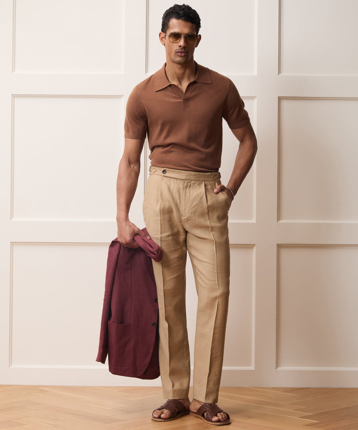 Silk-Cashmere Montauk Sweater Polo - Weathered Oak