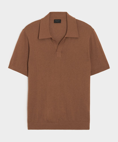Silk-Cashmere Montauk Sweater Polo - Weathered Oak