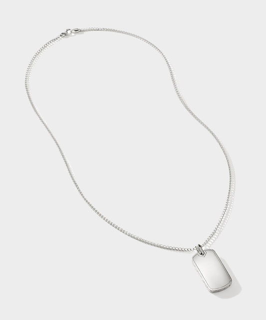 John Hardy Sterling Silver Tag Pendant Necklace - Silver