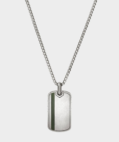 Todd Snyder x John Hardy Silver Green Enamel Dog Tag Pendant - Silver