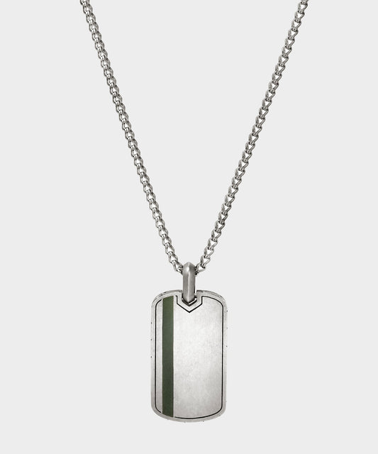 Todd Snyder x John Hardy Silver Green Enamel Dog Tag Pendant - Silver