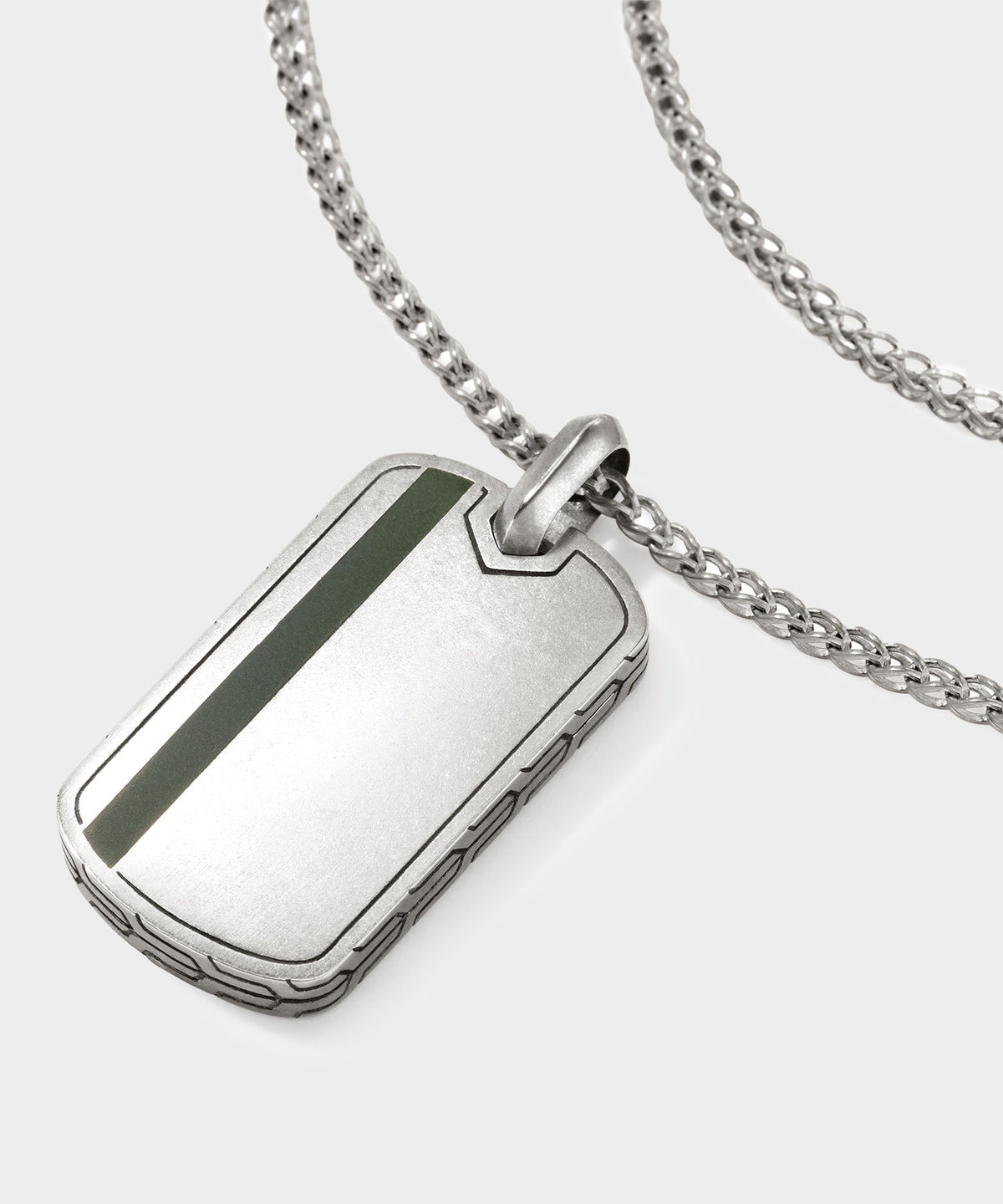 Todd Snyder x John Hardy Silver Green Enamel Dog Tag Pendant - Silver