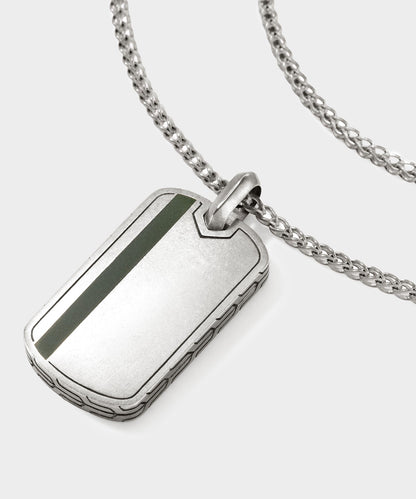 Todd Snyder x John Hardy Silver Green Enamel Dog Tag Pendant - Silver