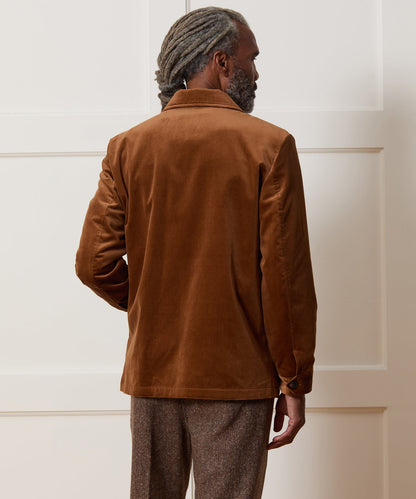 Italian Velvet Tailored Chore Coat - Caramel