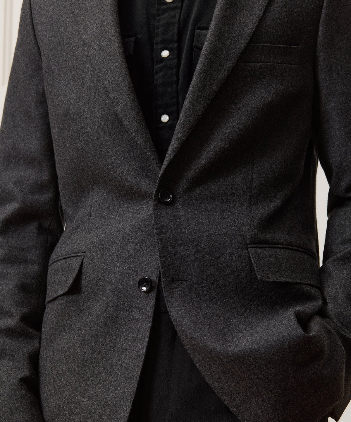 Italian Flannel Sport Coat - Charcoal