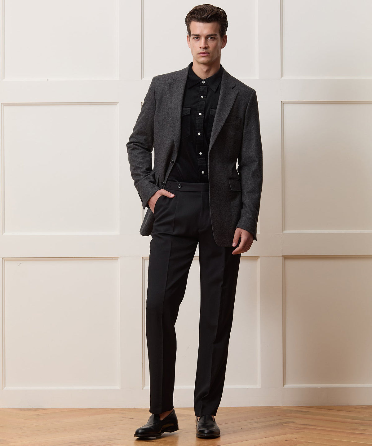 Italian Flannel Sport Coat - Charcoal