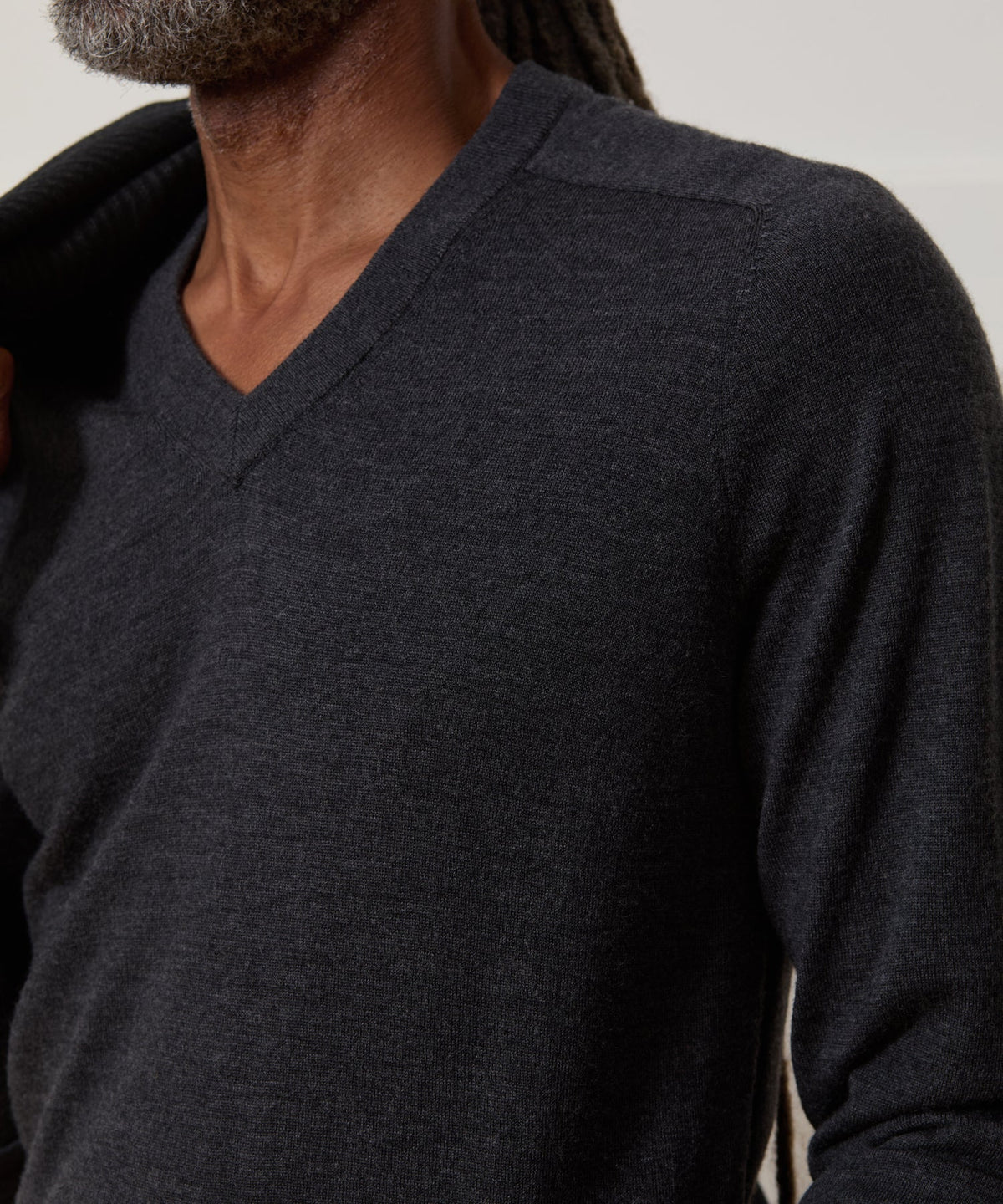 Merino V-Neck Sweater - Charcoal