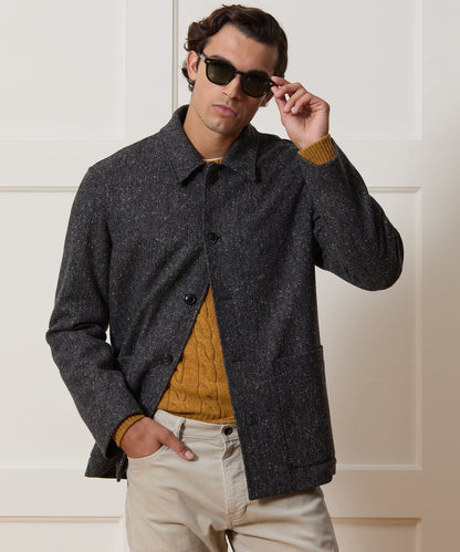 Italian Wool Herringbone Chore Coat - Dark Charcoal