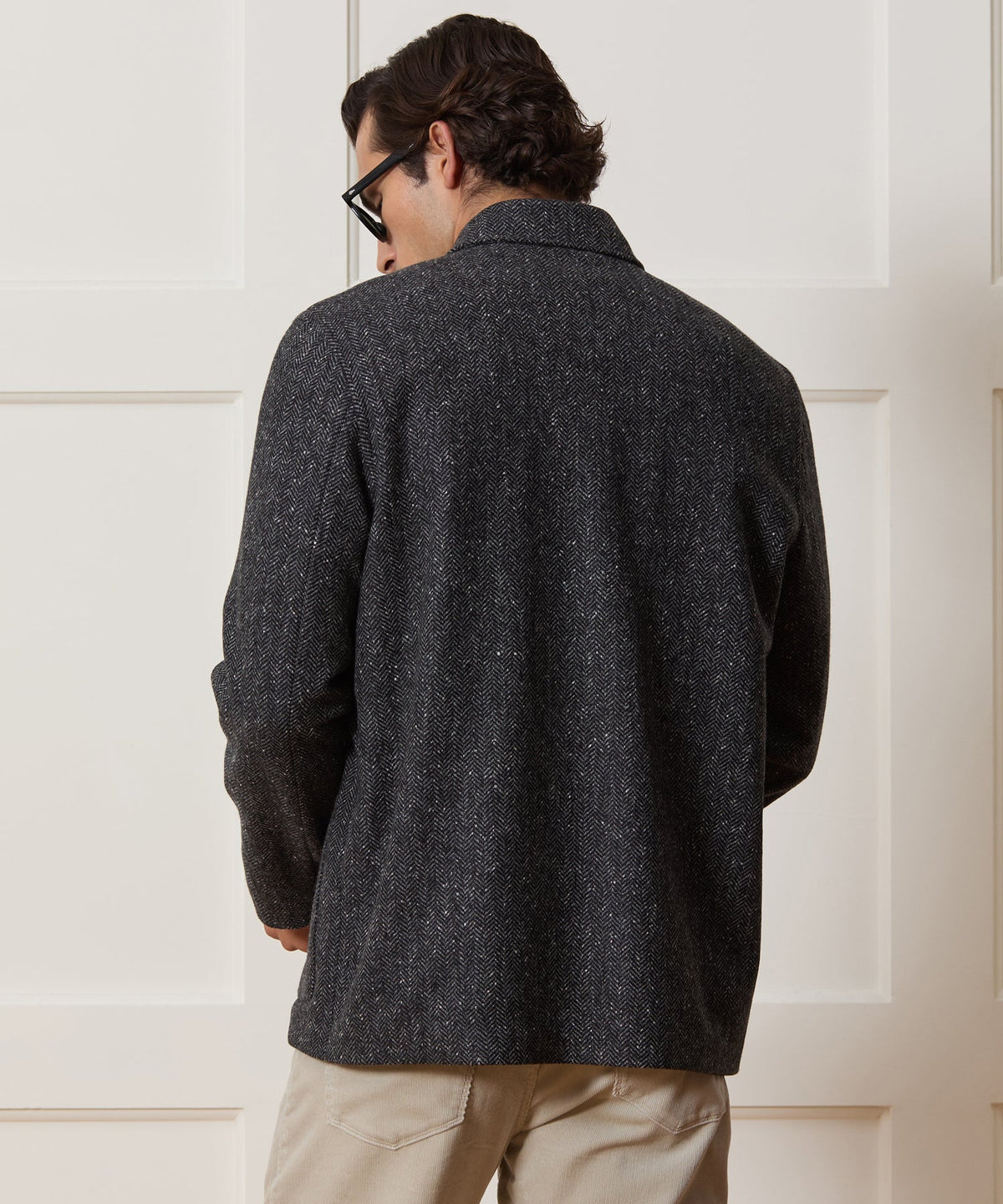 Italian Wool Herringbone Chore Coat - Dark Charcoal