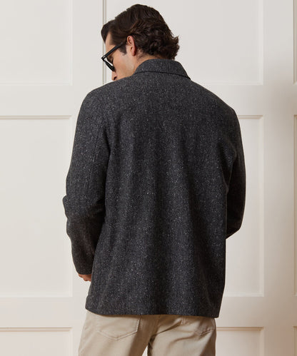Italian Wool Herringbone Chore Coat - Dark Charcoal