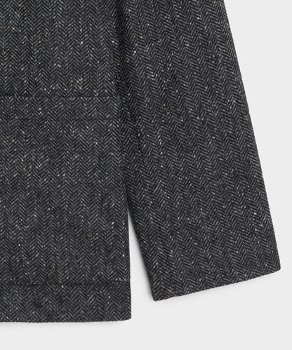 Italian Wool Herringbone Chore Coat - Dark Charcoal