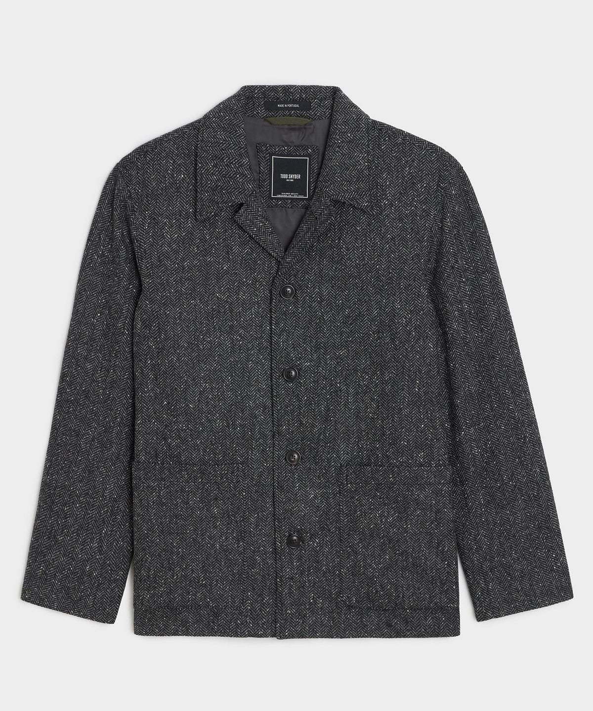 Italian Wool Herringbone Chore Coat - Dark Charcoal