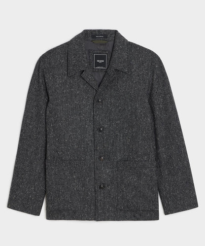 Italian Wool Herringbone Chore Coat - Dark Charcoal