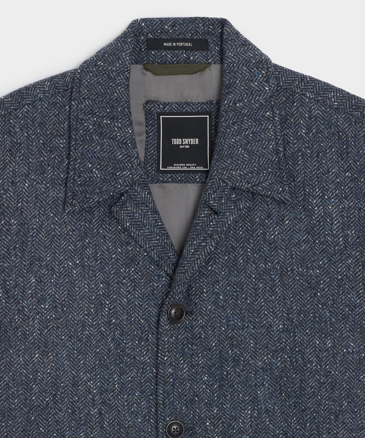 Italian Wool Herringbone Chore Coat - Steel Blue