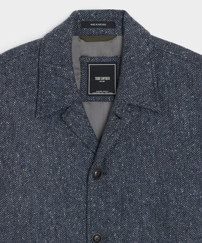 Italian Wool Herringbone Chore Coat - Steel Blue