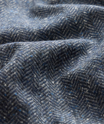 Italian Wool Herringbone Chore Coat - Steel Blue